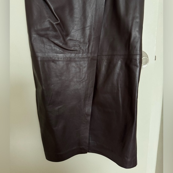 Zara Dark Brown Leather Pencil Skirt - Picture 7 of 13